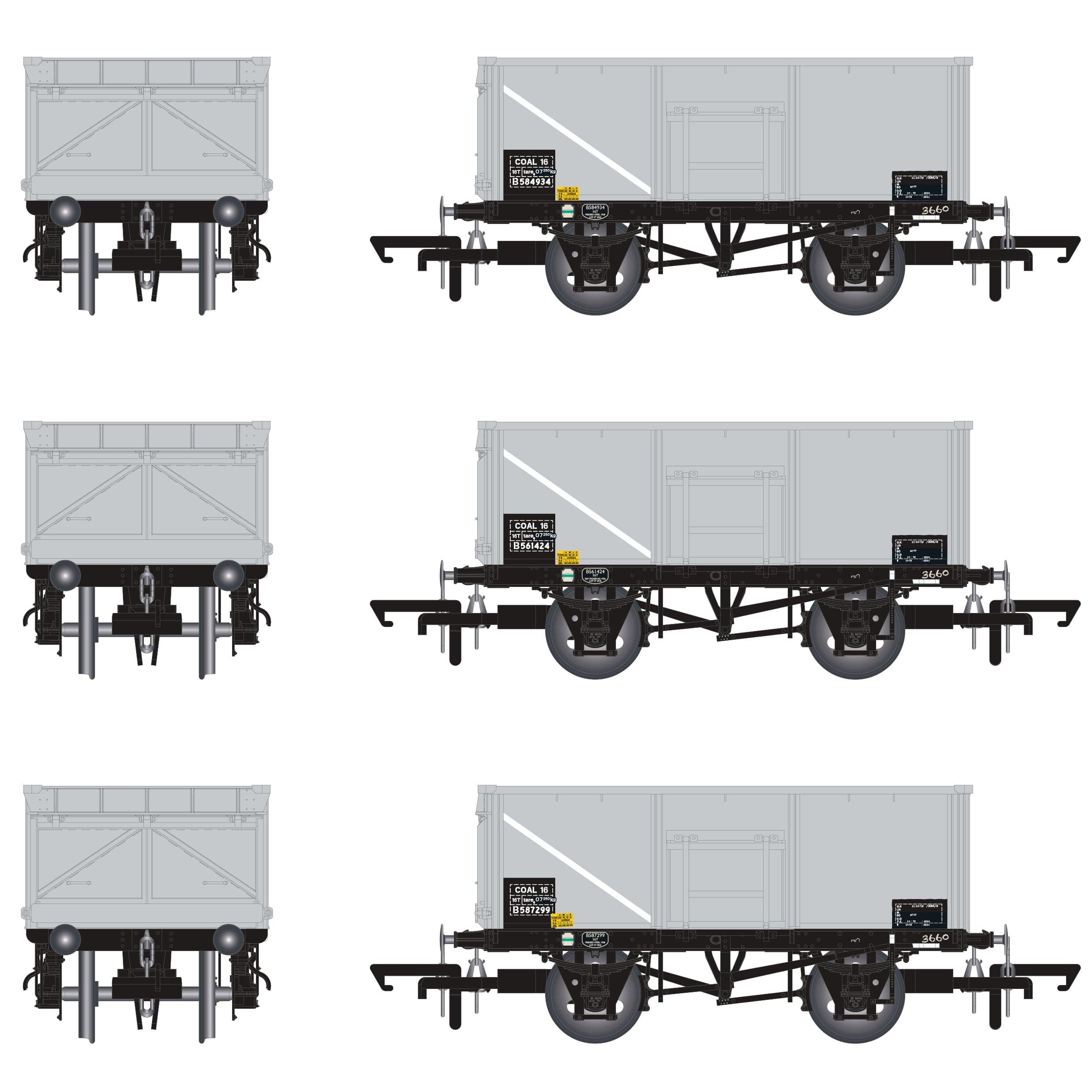 BR 16T Mineral - COAL 16 (Rebody) - BR Freight Grey (Pre-TOPS COAL 16) - Pack O