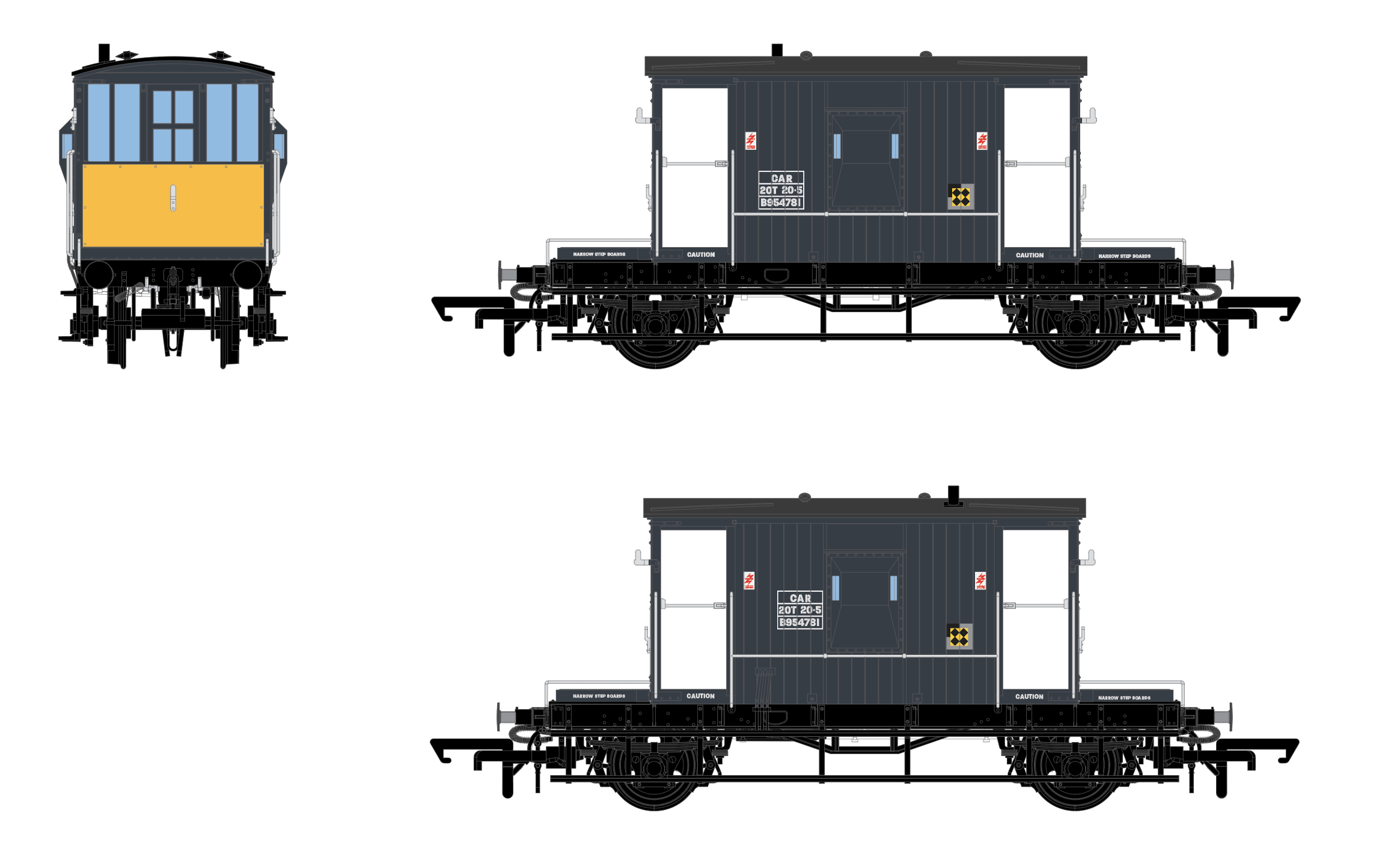 BR Brake Van - BR Dark Grey Coal Sector - B954781