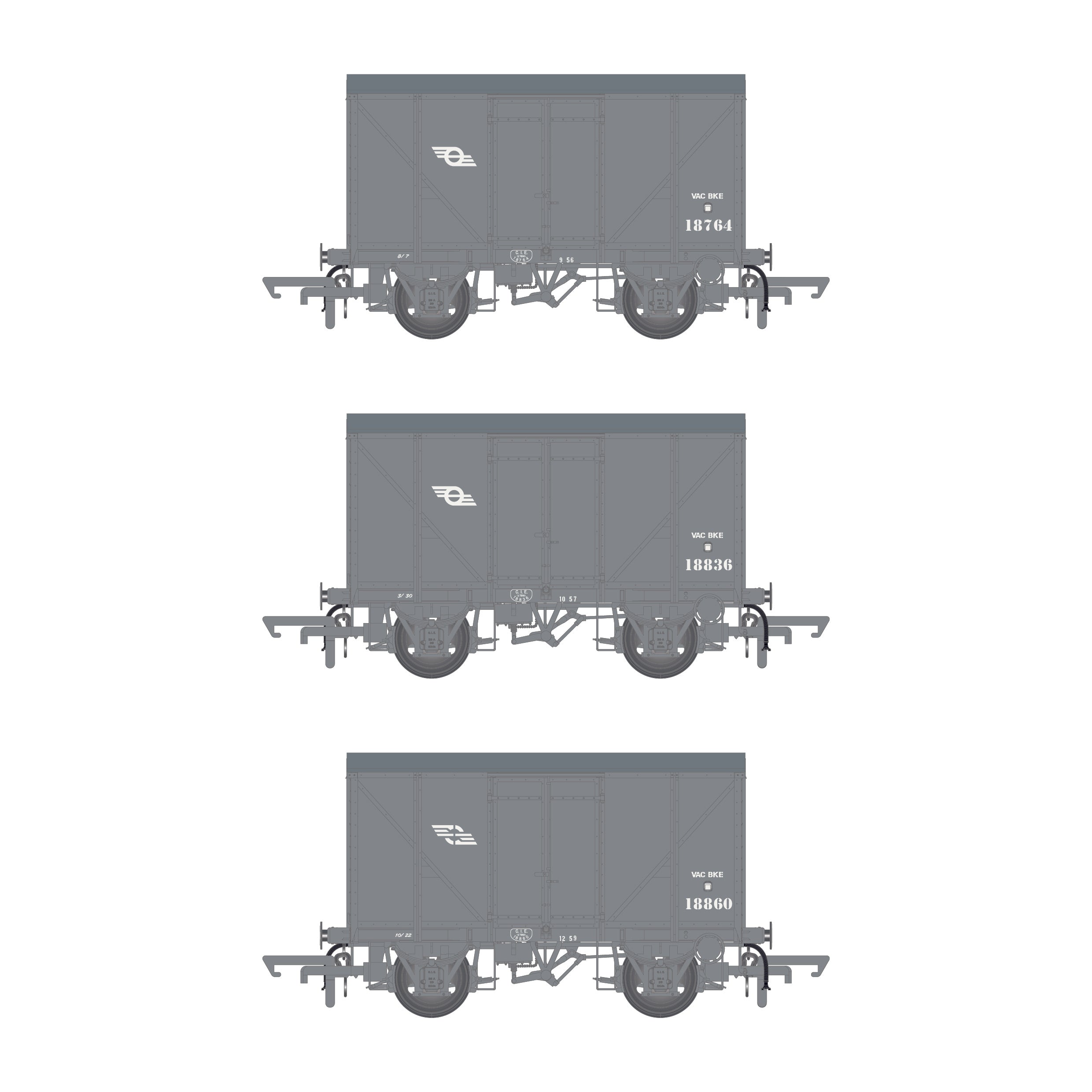 CIE Bulleid H Van - Grey (CIE Flying Snail era) - vacuum fitted - Pack 2