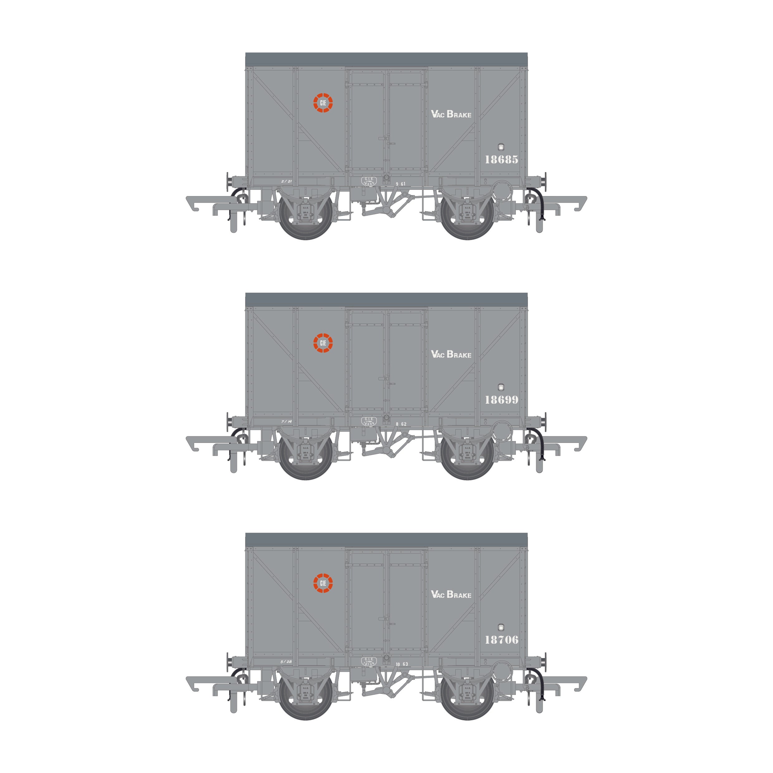 CIE Bulleid H Van - Grey (CIE roundel era) - vacuum fitted - Pack 1