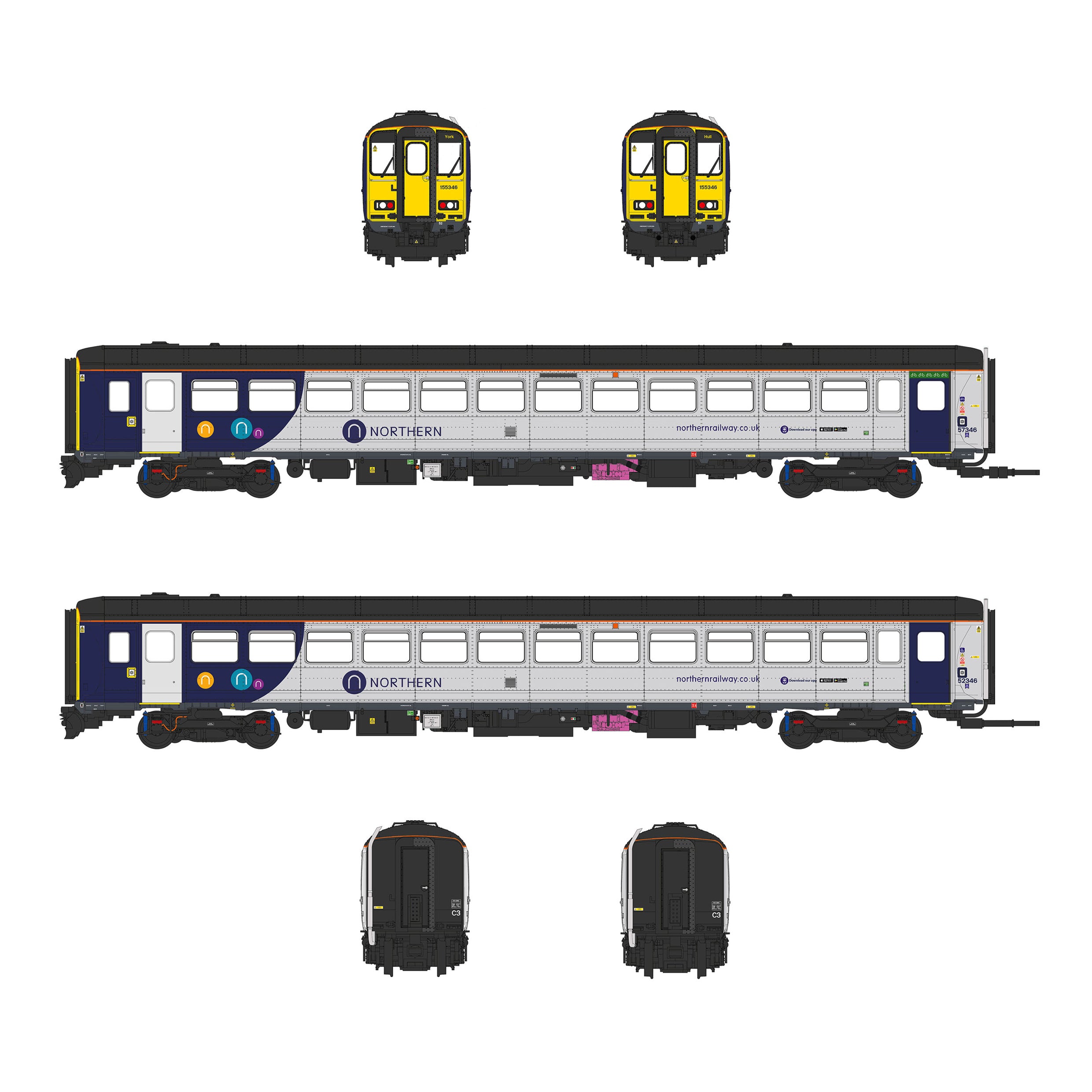 Class 155 - Northern - 155346 - OO Scale - DCC Sound Fitted – Accurascale