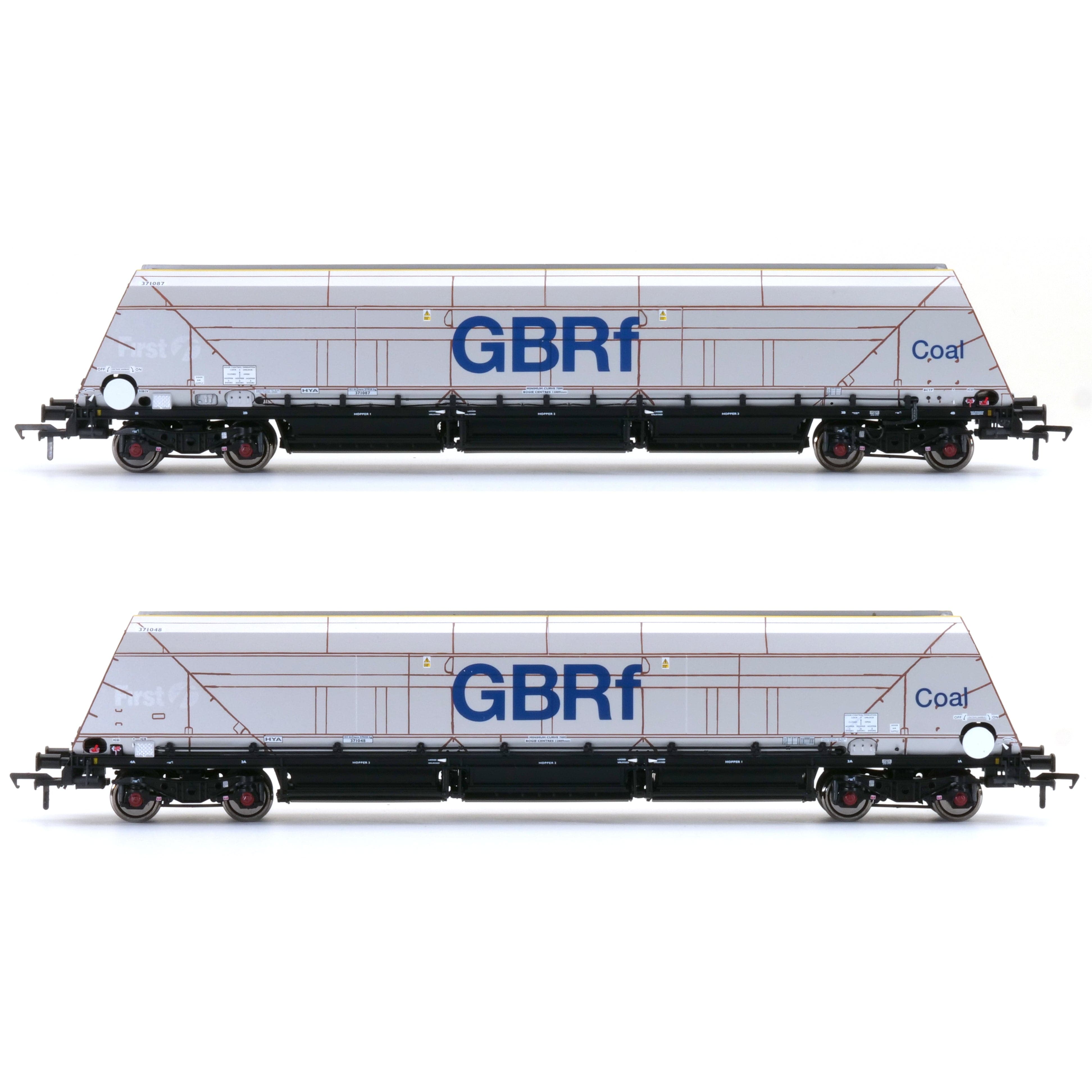 HYA Bogie Hopper Wagon - GBRf Coal Branding - Pack 3