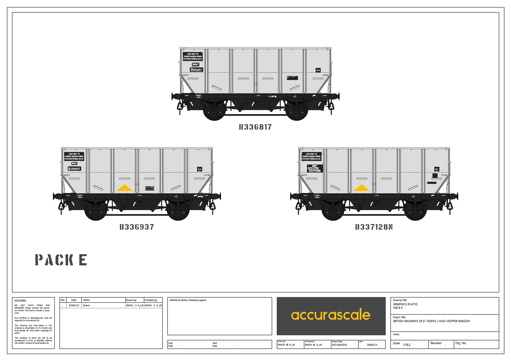 BR 24.5T HOP24/HUO Coal Hopper - Grey pre TOPS- Pack E
